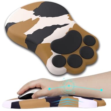 L-SPOUTTO Ergonomic Mouse Pad with Wrist Rest,Cute Cat Paw Mousepad Wrist Support,Comfortable Massage Design Computer Pain Relief Mouse Pad with Non-Slip PU Base for Desk Laptop Gaming,Tortoiseshell - Image 1