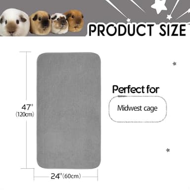 GINIDEAR Guinea Pig Cage Liner, 2 Pack - Washable, Reusable, Leakproof Fleece Bedding Pads for Small Animals with Anti-Slip Bottom - for Midwest Cage 24''X47'' Area, Gray - Image 3