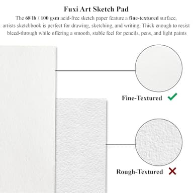 Fuxi 9" x 12" Sketch Book, Top Spiral Bound Sketch Pad, 100 Sheets 68lb/100gsm Acid-Free Drawing Paper, Art Sketchbook for Drawing Pad for Kids Artists & Beginners Professional Art Supplies for Adults - Image 5