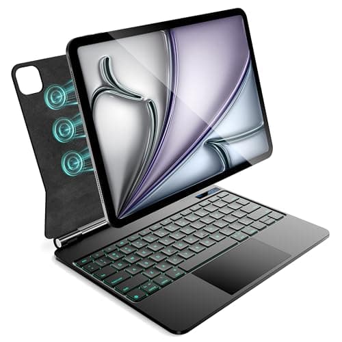 CSZZACME for iPad Air 13 inch case Keyboard M3 2025 & M2 2024,Magic Keyboard for iPad Pro 12.9 (6th,5th,4th,3rd Gen),Magnetic Attach,Multi-Gesture Trackpad,7-Color Backlit,Shortcut Keys,Black - Image 1
