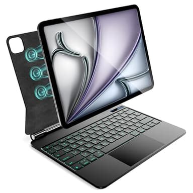 CSZZACME for iPad Air 13 inch case Keyboard M3 2025 & M2 2024,Magic Keyboard for iPad Pro 12.9 (6th,5th,4th,3rd Gen),Magnetic Attach,Multi-Gesture Trackpad,7-Color Backlit,Shortcut Keys,Black - Image 1