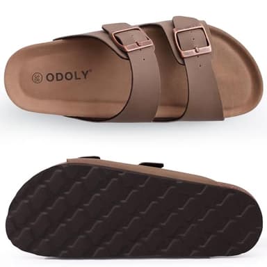 ODOLY Unisex Cork Footbed Slide Sandal, Arch Support Summer Outdoor Sandals with Adjustable Buckle for Women and Men, Brown 39 (8-8.5 Women/6.5-7 Men) - Image 6