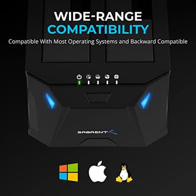 SABRENT USB 3.0 to SATA I/II/III Dual Bay External Hard Drive Docking Station for 2.5 or 3.5in HDD, SSD with Hard Drive Duplicator/Cloner Function [20+TB Support] (EC-HD2B) - Image 6