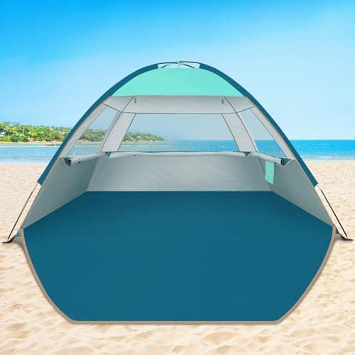 COMMOUDS Beach Tent Sun Shade for 3/4-5/6-7/8-10 Person, UPF 50+ Beach Sun Shelter Canopy Tent, Lightweight, Easy Set Up and Carry - Image 1