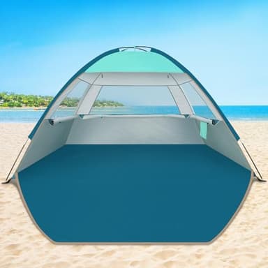 COMMOUDS Beach Tent Sun Shade for 3/4-5/6-7/8-10 Person, UPF 50+ Beach Sun Shelter Canopy Tent, Lightweight, Easy Set Up and Carry - Image 1