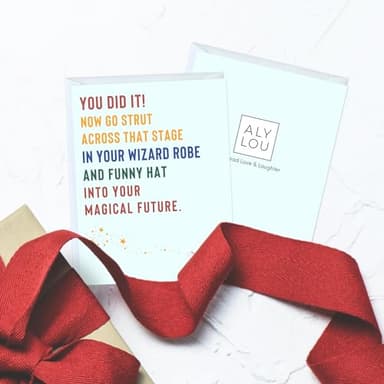 Graduation Card Funny for Him / Her, Congratulations Grad Card for Students Son Daughter, College High School University Greeting Cards (You Did It! Now Go Strut Across That Stage In Your Wizard Robe - Image 3
