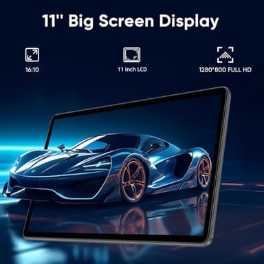 Android 15 Tablet,11 Inch Tablets with Octa Core Processor, 12GB RAM + 128GB ROM 1TB Expand, Widevine L1, 8000mAh Battery, 2.4/5Ghz Dual Band WiFi/GPS/FM Radio,5/8MP Cameras, Case Included - Blue - Image 2
