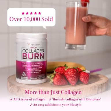 Multi Collagen Burn: MultiType Hydrolyzed Protein Peptides with Hyaluronic Acid, Vitamin C, SOD B Dimpless, Types I, II, III, V and X, with Caffeine 30 Servings Tropical Punch Flavored - Image 5