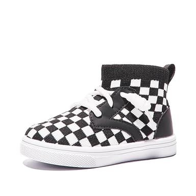 Newsonet Baby Shoes Boys Girls First Walking Infant Non Slip Walker Lightweight Breathable Mesh High Top Sneakers Black White Size 18-24 Months Toddler - Image 2