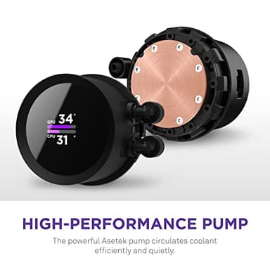 NZXT Kraken 240 - RL-KN-240-B1-240mm AIO CPU Liquid Cooler - Customizable 1.54" Square LCD Display for Images, Performance Metrics and More - High-Performance Pump - 2 x F120P Fans - Black - Image 5