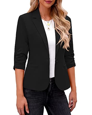 LookbookStore Women's Blazer, Polyester, Black, X-Large, 3/4 Sleeve, Business Casual - Image 1