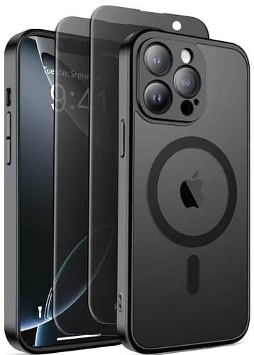 GolbinBox Magnetic for iPhone 13 Pro Case,Compatible with MagSafe,[Full Camera Protection][Privacy Screen Protector] Translucent Phone Cover for iPhone 13 Pro 6.1 Inch (Matte Black) - Image 1