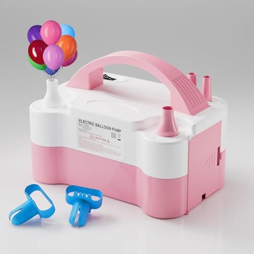 DECOCKRAT Balloon Pump - Electric Dual Nozzle Air Pump for Balloon, Portable Balloon Blower Save Time and Effort, Balloon Inflator for Parties and Decorations - 110V-120V, 600W, PinkWhite - Image 1