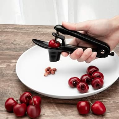 Cherry Pitter - Ordekcity Stainless Steel Cherries Corer Pitter Tool with Hand-held Push Design, Save Time & Space for Making Cherry Jam with Lock Design(Black) - Image 7