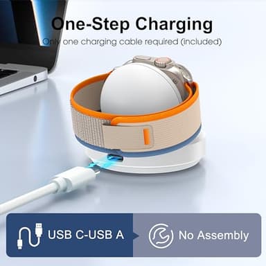 ZAPOGO Portable Magnetic Charging Dock for Apple Watch, Wireless Fast Watch Charger Stand with Charging Cable, Support Nightstand Mode, Compatible with Apple Watch 11 10 9 8 7 SE 6 5 4 3 2-White - Image 2