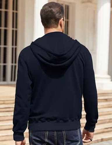 3rd hill Men's Quarter Zip Pullover Hoodies Long Sleeve Weight 1/4 Half Zip Drawstring Hooded Sweatshirt Kangaroo Pocket Purplish blue L - Image 2