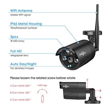 Hiseeu [16CH Expandable, 5MP] 2.4G/5G Wireless Pro Security Camera System, 10.1" LCD 8MP Monitor, 4Pcs 5MP Outdoor Indoor Cameras, One-Way Audio, Plug & Play, Waterproof, Motion Detection, 1TB HDD - Image 9