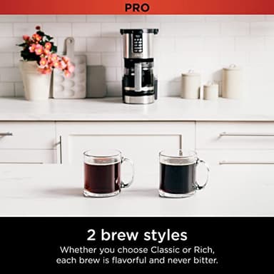 Ninja 14 Cup , Programmable Coffee Maker XL Pro with Permanent Filter, 2 Brew Styles Classic & Rich, 4 Programs Small Batch, Delay Brew, Freshness Timer & Keep Warm, Stainless Steel, DCM201 - Image 4