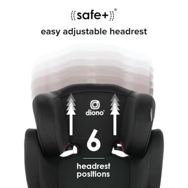 Diono Cambria 2 XL, Dual Latch Connectors, 2-in-1 Belt Positioning Booster Seat, High-Back to Backless Booster, Space and Room to Grow, 7 Headrest Positions, 8 Years 1 Booster Seat, Black - Image 8