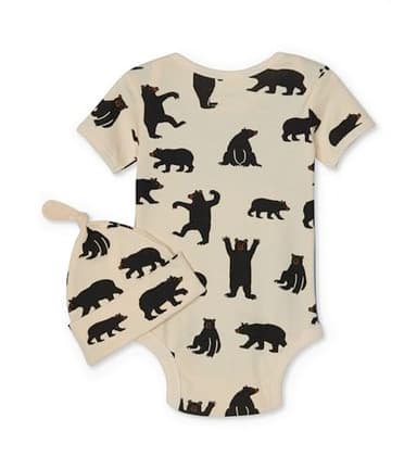 Little Blue House unisex-baby Bodysuit with Hat, Black Bear, 18-24 Months - Image 2