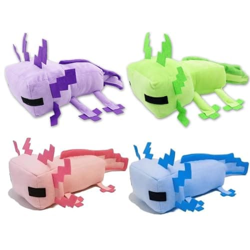 XSLWAN Blue Axolot Plush、Green Axolot Plush、 Pink Axolot Plush and Purple Axolot Plush Plush Stuffed Toy Soft Throw Pillow Kids Birthday Gift for Holidays, Birthdays（4PCS - Image 1