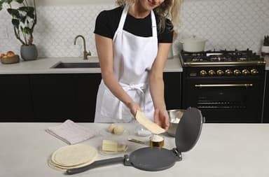 Alpha Living Tortilla Press – 8 Inch Cast Iron Quesadilla Maker – Heavy Duty Empanada Maker Press – Cast Iron Tortilla Maker for Kitchen, Home Use - Image 7