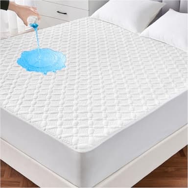 Lunsing Waterproof King Mattress Protector, Soft Breathable and Noiseless King Size Mattress Pad Cover with 6-18 in Deep Pockets - Image 1