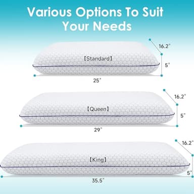 CushyOasis Memory Foam Pillows for Side, Back and Stomach Sleepers, Bed Pillow with Washable Cover and Breathable Mesh, Bed Pillow for Sleeping Standard Size (Grey) - Image 3