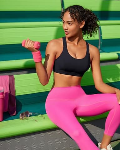 RUNNING GIRL Sports Bra for Women, Medium-High Support Criss-Cross Back Strappy Padded Sports Bras Supportive Workout Tops(2825 Black M) - Image 2