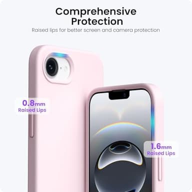 ORNARTO Compatible with iPhone 16e Case 6.1"(2025), Liquid Silicone 3 Layers Full Covered Soft Gel Rubber Phone Case,Shockproof Protective Cover with Anti-Scratch Microfiber Lining-Chalk Pink - Image 5
