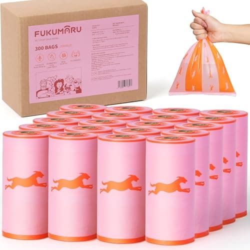 FUKUMARU Poop Bags for Dogs, 300 Rose Scent Dog Poop Bag for Dogs, Cats and Multi-pet - Running Pattern Bags - Image 1