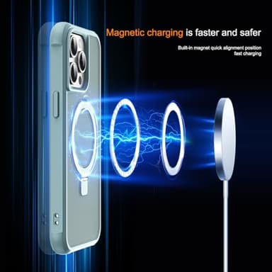 SKYLMW Compatible with iPhone 15 Pro Case with Invisible Magnetic O-Ring Stand Military-Grade Translucent Case for iPhone 15 Pro 6.1" [Compatible with MagSafe][Great Grip Feeling], Blue - Image 3