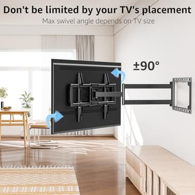 MOUNTUP Long Arm TV Wall Mount for Most 37''-82'' TVs, Corner TV Wall Mount with 30'' Extension Full Motion TVs Mount with Swivel Tilt Max VESA 600x400mm Load Up to 88 LBS, Fit 16/18/24'' Stud MU0019 - Image 3