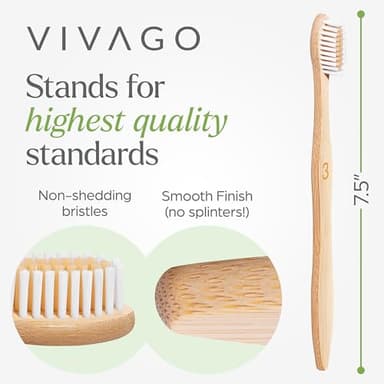 VIVAGO Bamboo Toothbrushes Bulk Soft Bristles (50 Pack) - Eco-Friendly, Natural Wooden Toothbrush - Image 4