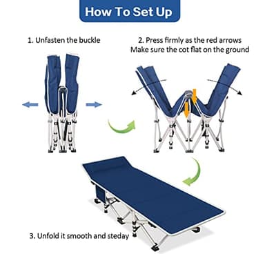 COLMERD Camping Cot 2 Pack with Comfortable Mattress Cots for Sleeping with Pad Heavy Duty Camping Bed 2 Person Sleeping Cot Include Carry Bag Camping Cots for Adults Vacation Outdoor - Image 2