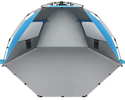 Oileus X-Large 4 Person Beach Tent Sun Shelter - Portable Sun Shade Instant Tent for Beach with Carrying Bag, Stakes, 6 Sand Pockets, Anti UV for Fishing Hiking Camping, Waterproof Windproof, Blue - Image 1