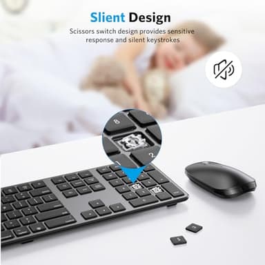 Bluetooth Keyboard and Mouse for Mac, OMOTON Wireless Multi-Device Keyboard with Numeric Keypad, Keyboard and Mouse Combo, for MacBook Pro/Air, iMac, iMac Pro, Mac Mini, Mac Pro - Image 6
