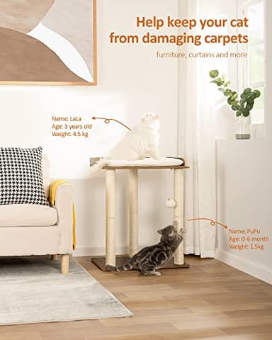 FourFurPets 26.7in Large Cat Tree Tower Condo, Cat Scratch Posts for Indoor Cats, Big Plate, Three 23.6in Full Sisal Scratching Posts, Rustic Brown - Image 2