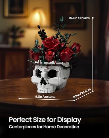 iATOM Skull Roses Flower Bouquet Building Set, Skeleton Planter Botanical Collection Kit for Adult, Gift for Christmas, Gothic Horror Home Table Centerpiece Decor, IA11008 - Image 3