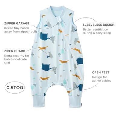 Duomiaomiao 2 Pack 0.5 TOG Toddler Sleep Sack 36-48 Months 100% Cotton Lightweight Baby Sleep Sack with Feet, Breathable Comfy Toddler Wearable Blanket - Image 4