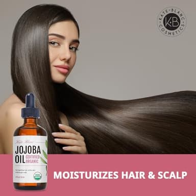 Kate Blanc Cosmetics Jojoba Oil for Softer Hair & Smoother Skin. Gua Sha Oil for Face & Dermaplaning (2oz, Organic, 100% Pure, Natural) - Image 4