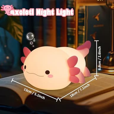 OkiyiD Axolotl Gifts, Cute Axolotl Night Light for Kids, Animal Silicone Nursery Night Lamp, Cute Room Decor Night Light for Kids Girls Boys Birthday Christmas Gifts - Image 5