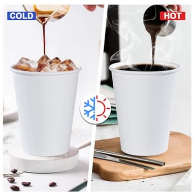 Lamosi 180 Count 12 oz Paper Coffee Cups, Disposable Paper Coffee Cups for Hot or Cold Drinks, 12 Ounce White Beverages Water Cups for Party, Picnic, Travel, Events - Image 4