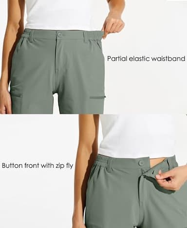 Willit Women's 10" Hiking Cargo Shorts Stretch Golf Active Long Shorts Quick Dry Outdoor Summer Shorts Sage Green L - Image 4