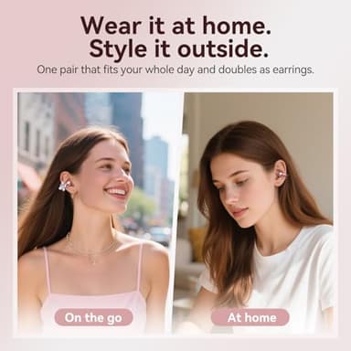 Kinglucky Jewelry-Inspired Clip-On Earbuds with Butterfly Earrings, Comfortable Fit & 50H Playtime Open Ear Bluetooth 5.4 Wireless Headphones for Women Gifts, Small Ears, Sports & Workouts (Rose Gold) - Image 8