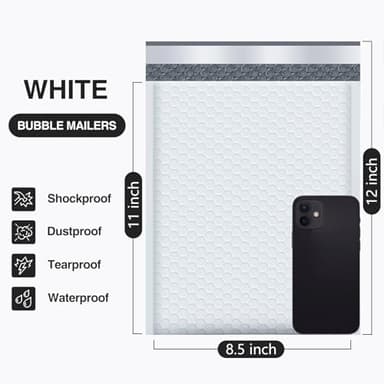 UCGOU Bubble Mailers 8.5x12 Inch White 25 Pack Usable Size 8.5x11 Poly Padded Envelopes #2 Medium Mailing Opaque Packaging Postal Self Seal Waterproof Boutique Shipping Bags for Clothes Makeup - Image 2