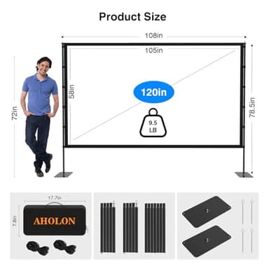 Outdoor Projector Screen with Stand - 120 inch Portable Projector Screens Indoor Outdoor Projector Screen 16:9 4K HD Outdoor Movie Screen with Carry Bag,Enioy Home Theater Projection Screen. - Image 6