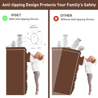 IFGET Farmhouse 8 Drawer Dresser for Bedroom, 39" Tall Dressers & Chests of Drawers, 42" Wide Dressers Organizer Storage, Wood Rustic Bedroom Dresser for Closet, Living Room, Hallway, Brown - Image 5