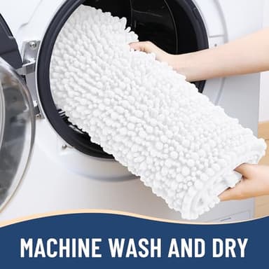 Arotive Luxury Chenille Bathroom Rug Mat, Extra Soft Thick Absorbent Shaggy Bath Rugs, Non-Slip Machine Wash Dry, Plush Bath Mats for Bathroom, Shower and Tub, 24x16, White - Image 7