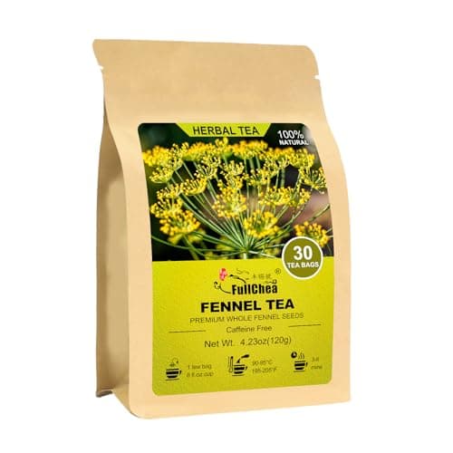 FullChea - Fennel Tea Bags, 30 Teabags, 4g/bag - Premium Whole Fennel Seeds - Non-GMO - Caffeine-free - Helps Improve Digestion & Immune System - Image 1